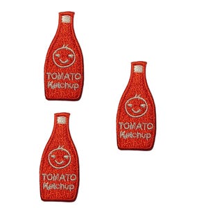 Mini toppe a forma di bottiglia di salsa di pomodoro, pomodori rossi, da cucire o applicare con il ferro da stiro, per abbigliamento, magliette, giacche, per uomo, donna, ragazzo e ragazza (confezione da 3)