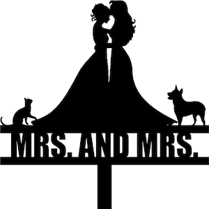 Wedding Cake Topper Lesbian FREE Personalization Laser Cut