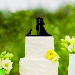 Wedding Cake Topper Couple and Boston Terrier FREE Personalization Laser Cut