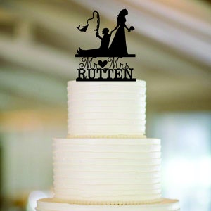 Wedding Cake Topper Couple Fishing  FREE Personalization Laser Cut