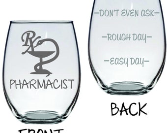 Pharmacist Etched glass FREE Personalization, Pharmacy Gift, Pharmacist Gift, Pharmacy Wine Glass, Pharmacy Beer Mug,Pharmacist Funny