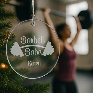 Barbell Babe  Weight Lifting  Ornament FREE Personalization