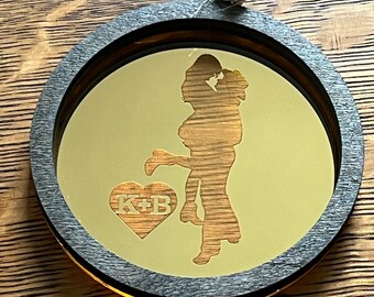 Western Couple Ornament FREE Personalization of Initials