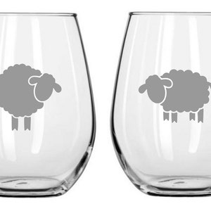 Sheep Glass Set FREE Personalization, Farm Gift, Farmer Sheep Christmas Gift