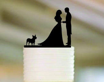 Wedding Cake Topper Couple and Heeler Australian Cattle Dog FREE Personalization Laser Cut