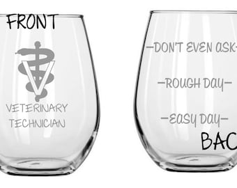 Veterinary Technician Vet Tech Veterinarian Glass   FREE Personalization