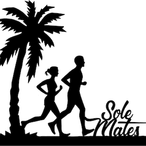 Wedding Cake Topper Runner Running Couple Beach FREE Personalization Laser Cut