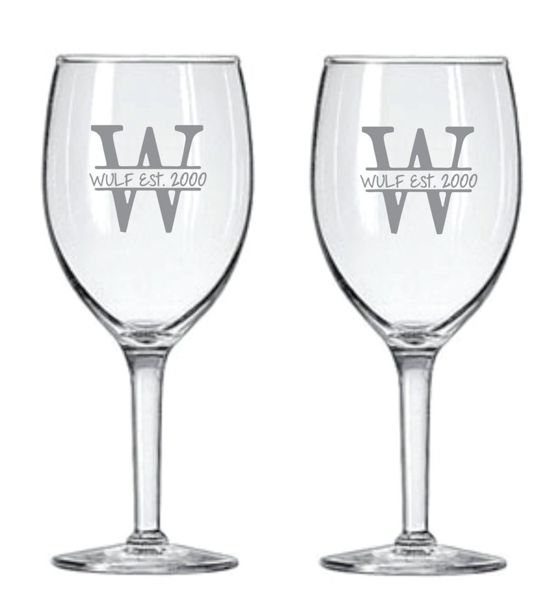 Monogrammed Etched Glasses with Last Name and Established Date Etsy
