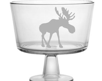 Moose Trifle Serving Bowl Sand Carved (sandblasted) Great for the Cabin