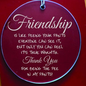 Friendship Peeing Glass Ornament, Best Friend Christmas Gift, Funny Best Friend