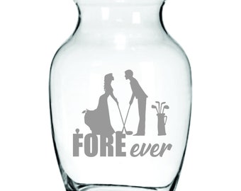 Golf Couple Wedding Gift Vase Fore Ever FREE Personalization up to four words