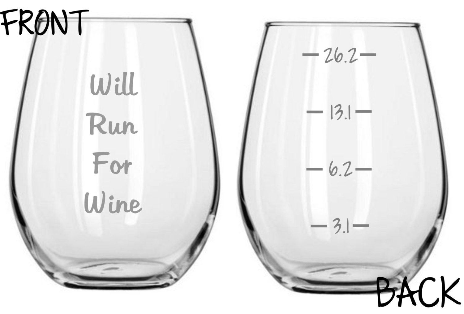 Will Run For Wine with Levels Glass FREE Personalization, Runner Gift, Marathon, Half Marathon, 5K