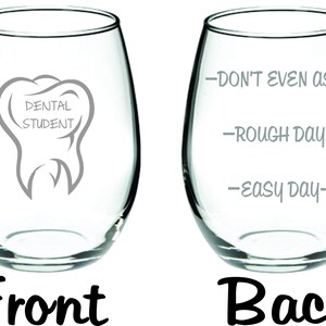 Etched Dental Student Glass  FREE Personalization