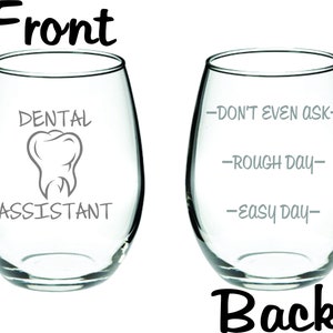 Etched Dental Assistant Glass FREE Personalization, Dental Office Staff Christmas Gift