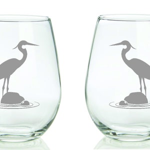 Blue Heron Glass  FREE Personalization