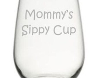 Mommy's Sippy Cup  Glass, Mom Christmas, Mother's Day, Birthday Gift