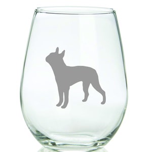 Boston Terrier Glass FREE Personalization, Dog Mom Dad Christmas Birthday Gift