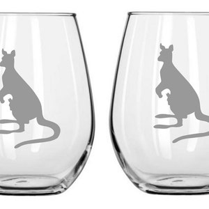 Kangaroo Sand Etched Glass FREE Personalization, Kangaroo Gift