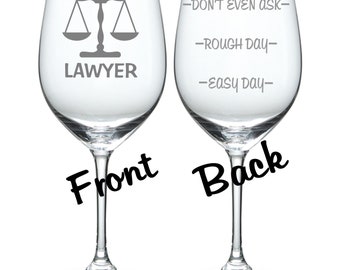 Lawyer Glassware FREE Personalization, Lawyer Christmas Birthday Gift, Lawyer Graduation Gift, New Lawyer Gift