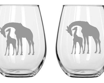 Giraffe Sand Carved Glass FREE Personalization