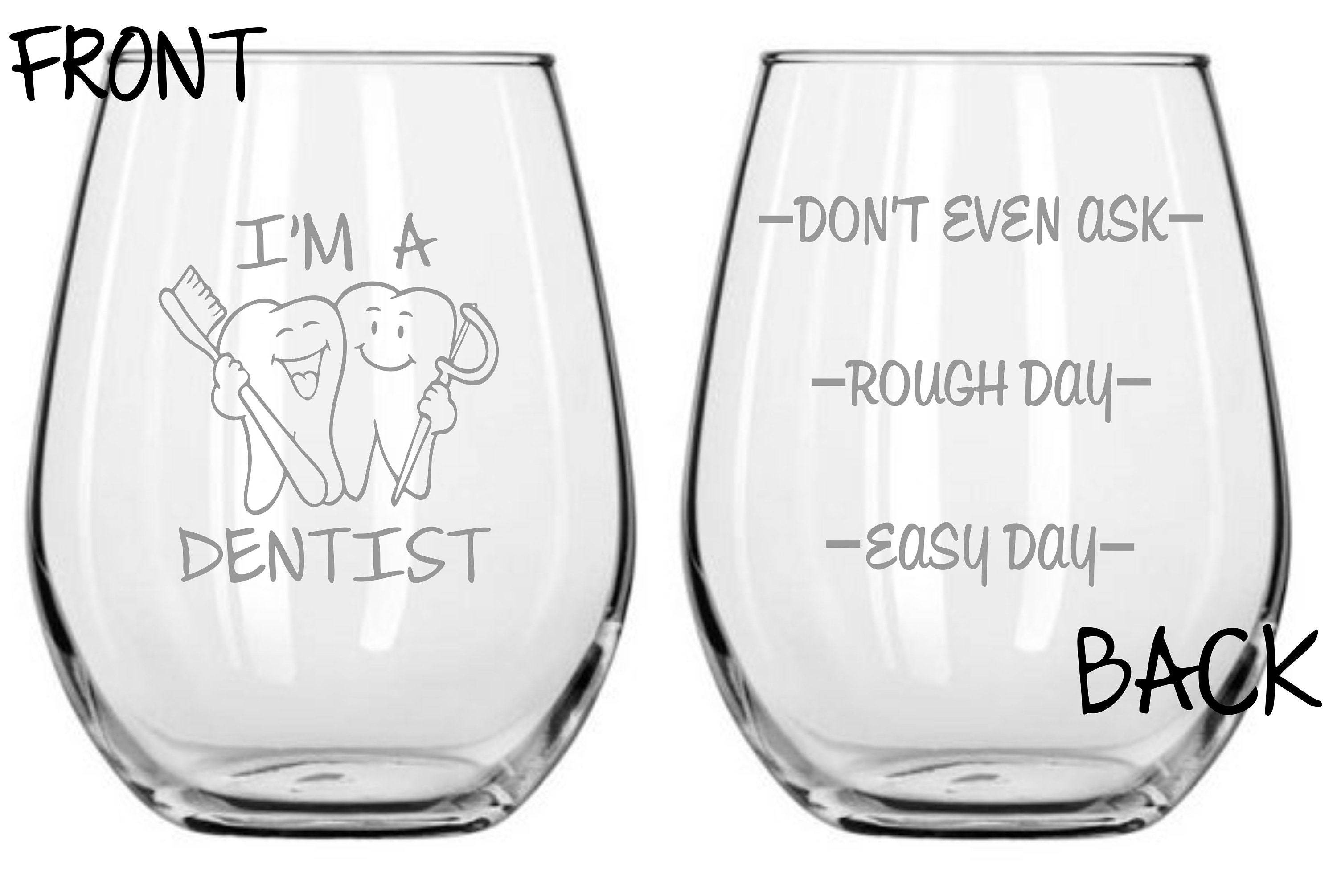 Etched Dentist Glass FREE Personalization