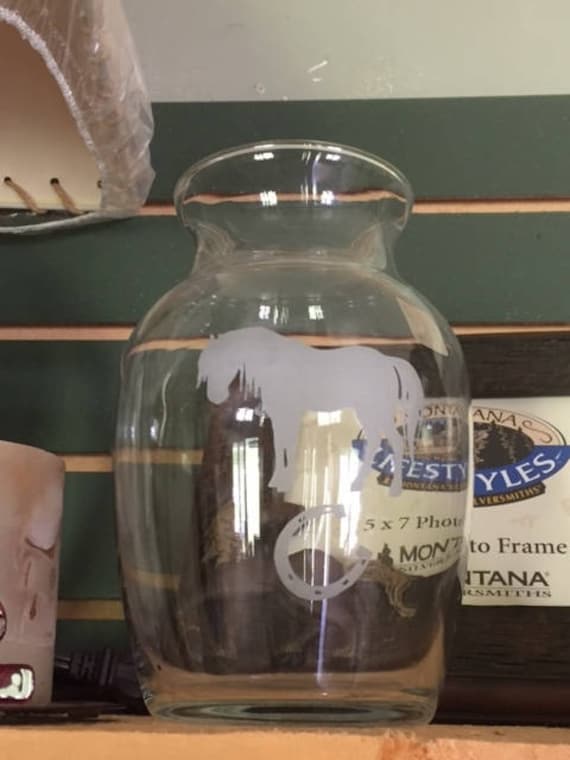 Etched Horse Vase
