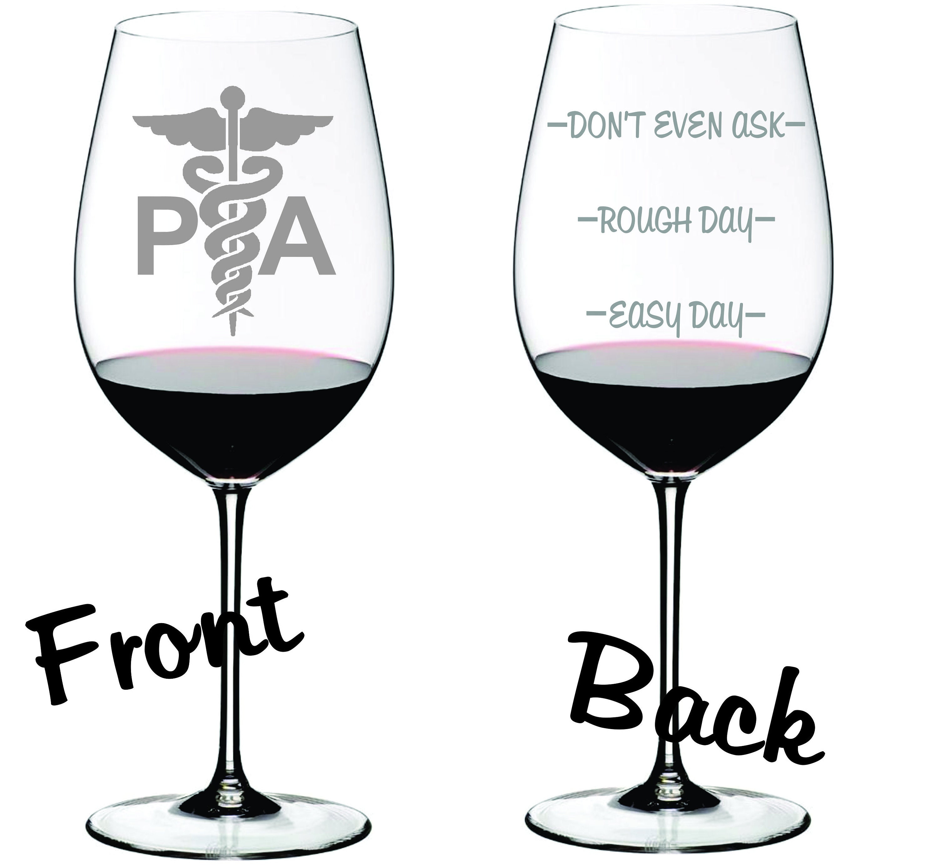 Etched Physician Assistant Glass  Choose From Wine, Stemless Wine, Pub, Beer Mug, Rocks, Coffee, Water FREE Personalization