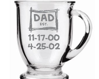 Dad Established  Glass FREE Personalization