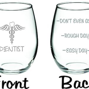 Etched Dentist Glass  FREE Personalization