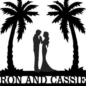 Wedding Cake Topper Beach Palm Trees FREE Personalization Laser Cut