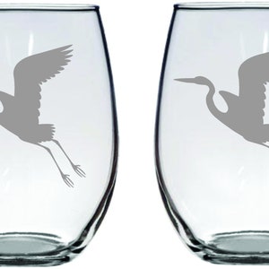 Blue Heron Glass  FREE Personalization
