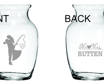 Fishing Couple Wedding Gift Vase FREE Personalization up to four words