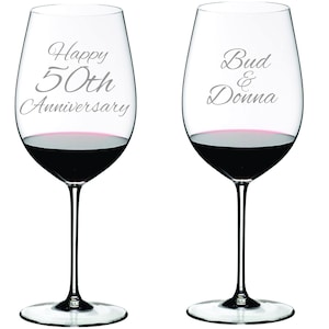 50th Anniversary Glass FREE Personalization, Anniversary Gift, Anniversary Wine