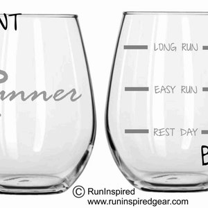 Runner Running Etched Glass FUNNY, Long Run, Easy Run, Rest Day, Runner Gift, Runner Wine Whiskey Beer