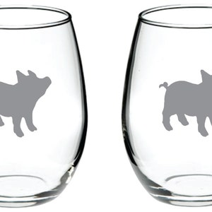 Pig Glass FREE Personalization, Pig Mom Dad Christmas Gift, Farmer Gift