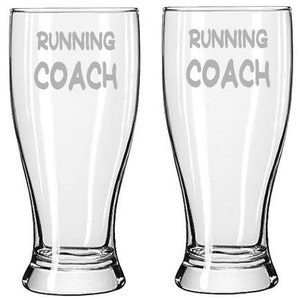 Running Coach  Sand Carved (etched) Choice of Pilsner, Beer Mug, Pub, Wine Glass, Coffee Mug, Water Glass
