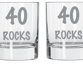40th Birthday Rocks Glass - Etsy