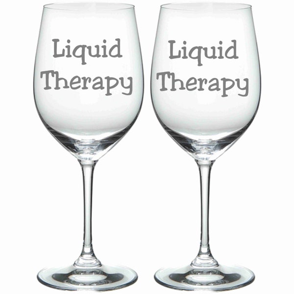 Etched Liquid Therapy Glass Choose from Stemless, Wine, Pub, Pilsner, Beer Mug, Rocks FREE Personalization