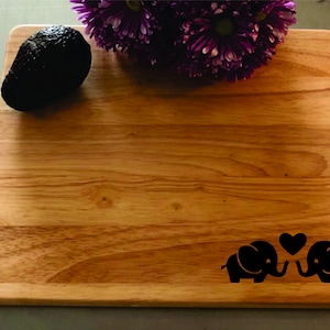 Laser Engraved Personalized Elephant Cutting Board Monogram 14th Anniversary