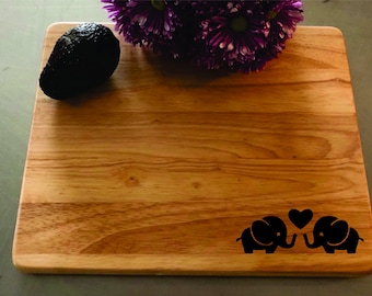 Laser Engraved Personalized Elephant Cutting Board Monogram 14th Anniversary