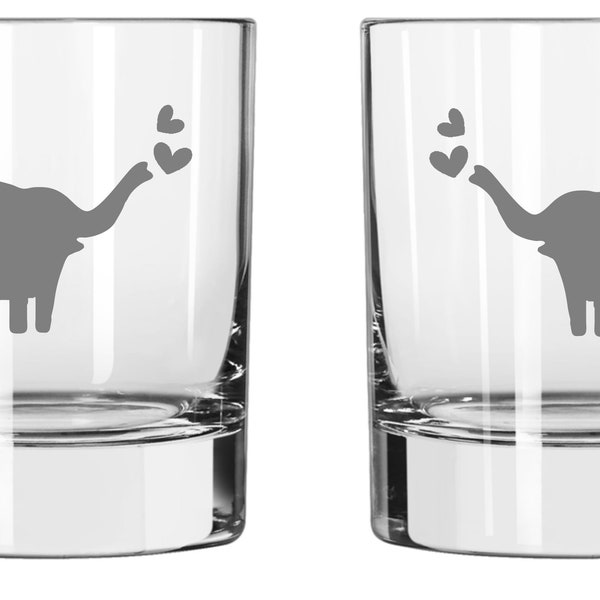 Elephant Couple Glass Ivory 14 Anniversary FREE Personalization up to four words