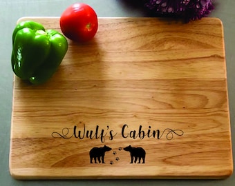 Laser Engraved Personalized  Bear  Cabin Cutting Board FREE Personalization
