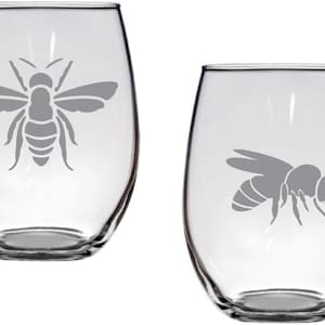 Bee Glass Set FREE Personalization, Beekeeper, Beekeeping Gift
