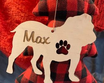 Bulldog or ANY Dog Breed Ornament FREE Personalization