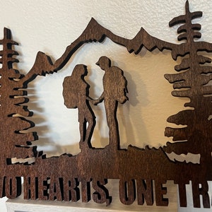 Backpacking Hiker Outdoor Mountain Couple Wall Art FREE Personalization with or without Furbabies