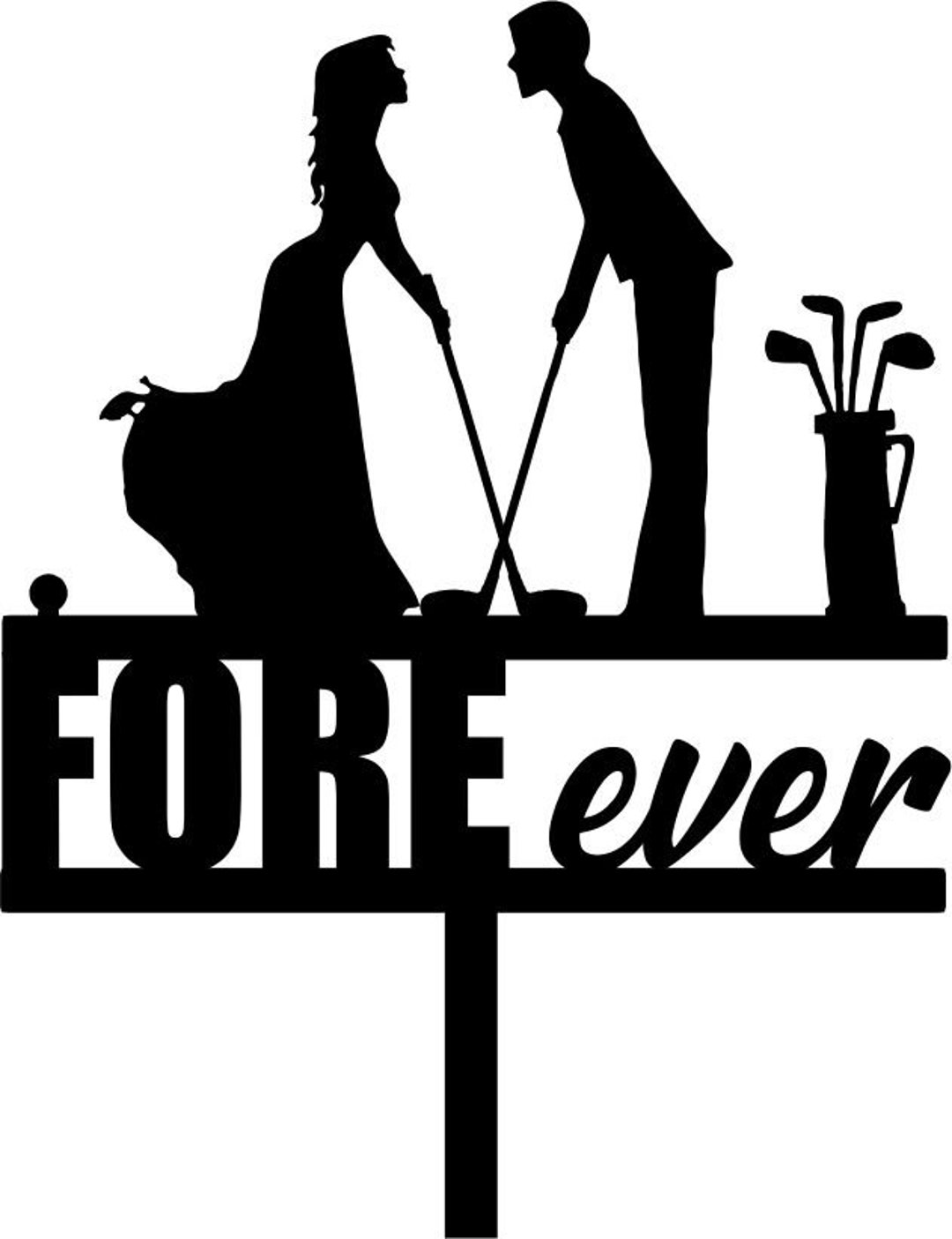Wedding Cake Topper Golf Couple FREE Personalization Laser Cut Etsy