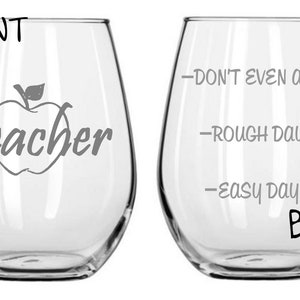 Teacher Glass FREE Personalization, Teacher Christmas or End of Year Gift