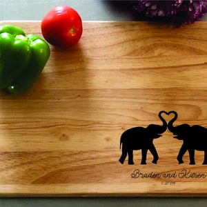 Laser Engraved Personalized Elephant Cutting Board Monogram 14th Anniversary