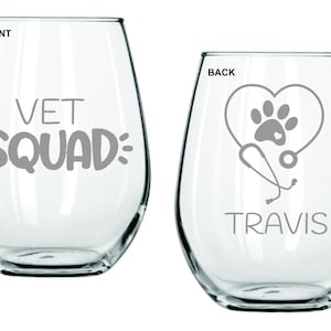 Veterinary Technician Vet Tech Veterinarian Glass FREE Personalization, Vet Tech Week Gift, Vet Squad, Veterinarian Office Staff Gift