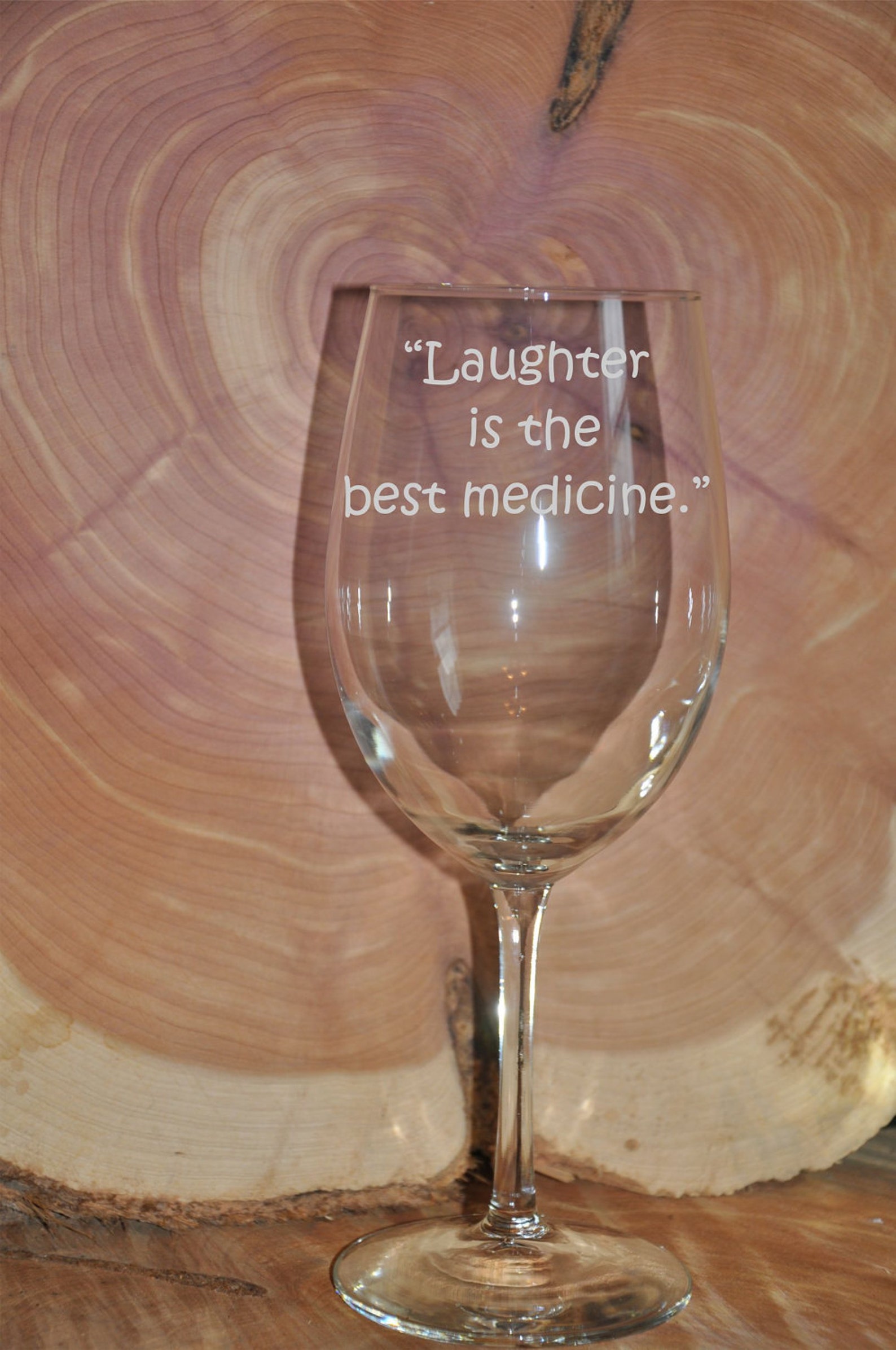 Sand Carved etched Quote Wine Glass laughter is the Etsy